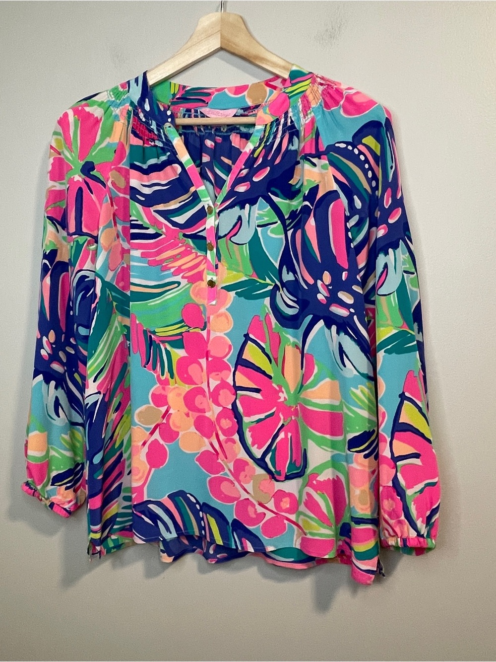 Lilly Pulitzer Elsa Silk Top Exotic Garden Size M